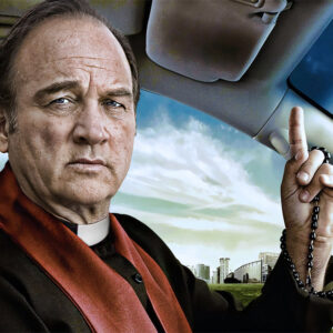 Jim Belushi as a priest