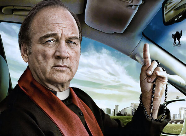 Jim Belushi as a priest